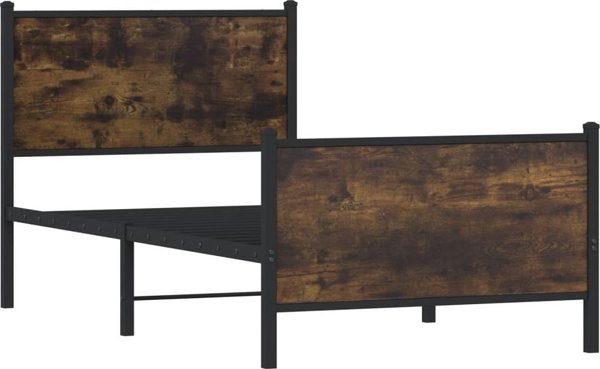 vidaXL Metalowa rama lozka, bez materaca, pryzdymiony dab, 75x190 cm
