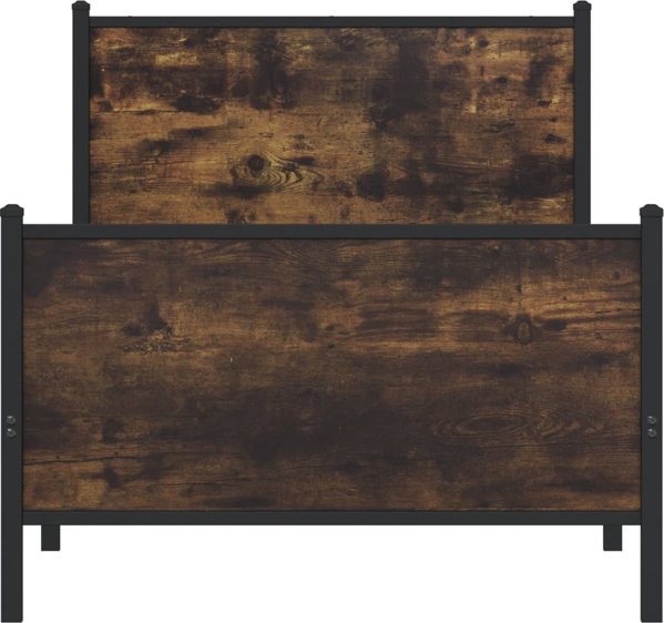 vidaXL Metalowa rama lozka, bez materaca, pryzdymiony dab, 75x190 cm