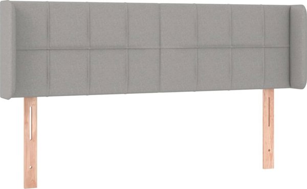 vidaXL Zaglowek do lozka z LED, jasnoszary, 147x16x78/88 cm, tkanina