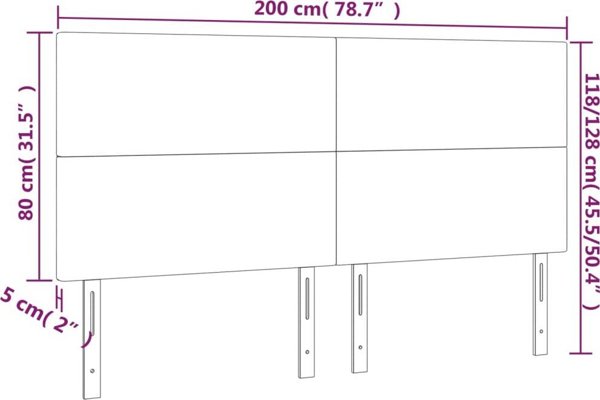 vidaXL Κεφαλάρι κρεβατιού με LED μαύρο 200x5x118/128 cm βελούδινο