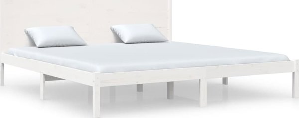 vidaXL Κρεβατοκάμαρας πλαίσιο λευκό, μασίφ ξύλο πεύκου, 200x200 εκ.