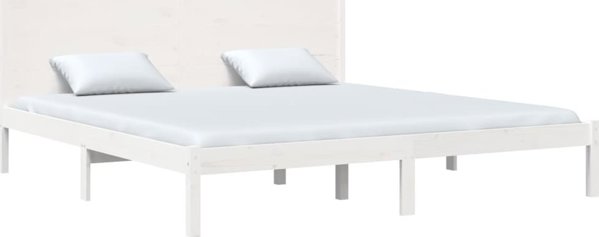 vidaXL Κρεβατοκάμαρας πλαίσιο λευκό, μασίφ ξύλο πεύκου, 200x200 εκ.