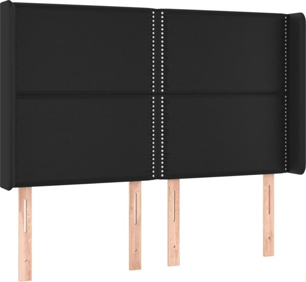 vidaXL Κρεβάτι Continental με στρώμα και LED, μαύρη δερματίνη, 140x190 εκ