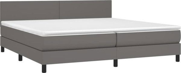 vidaXL Lozko kontynentalne z materacem i oswietleniem LED, szarej ekoskorze 200x200 cm