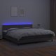 vidaXL Lozko kontynentalne z materacem i oswietleniem LED, szarej ekoskorze 200x200 cm