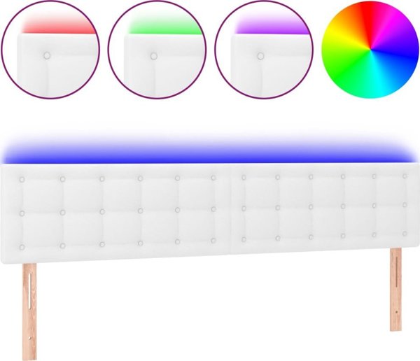 vidaXL vidaXL Κεφαλάρι κρεβατιού με LED, λευκό, 160x5x78/88 cm, τεχνητό δέρμα