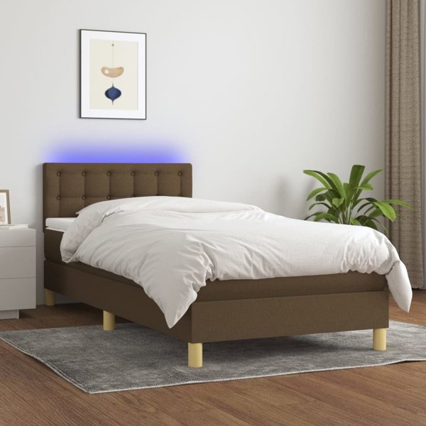 vidaXL Κρεβάτι kontynentalne με στρώμα, καφέ, 80x200 cm, ύφασμα