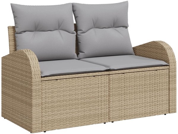 vidaXL Σετ Κήπου Καναπέδων 8 Τεμαχίων, Πολυρατάν και Ξύλο Ακακίας με Μαξιλάρια, Μπεζ