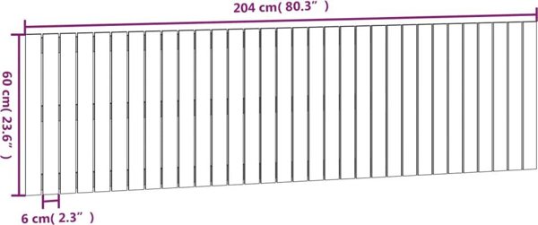 Κεφαλάρι κρεβατιού vidaXL λευκό 204x3x60 cm από μασίφ ξύλο πεύκου