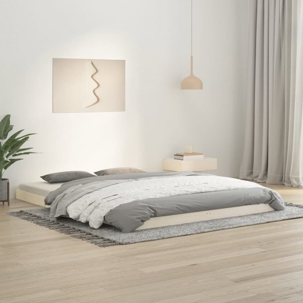 vidaXL Rama κρεβατιού, λευκή, 150x200 cm, μασίφ ξύλο πεύκου, King Size