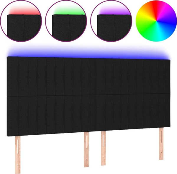 vidaXL Κεφαλάρι κρεβατιού με LED, μαύρο, 160x5x118/128 εκ., ύφασμα