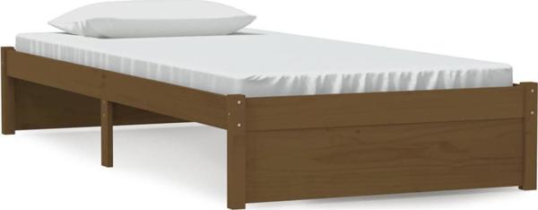vidaXL Rama κρεβατιού, μελιτζανό καφέ, μασίφ ξύλο, 90x190 εκ., μονό