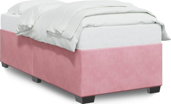 vidaXL Rama lozka rozowa 100 x 200 cm tapicerowana aksamitem