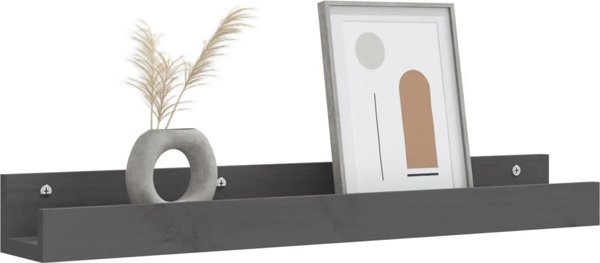 vidaXL Ράφια τοίχου, 2 τεμάχια, γκρι, 80x12x9 εκ, από πεύκο