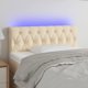 vidaXL Zaglowek do lozka z LED, kremovy, 90x7x78/88 cm, tkanina