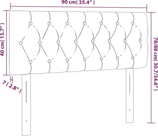 vidaXL Zaglowek do lozka z LED, kremovy, 90x7x78/88 cm, tkanina