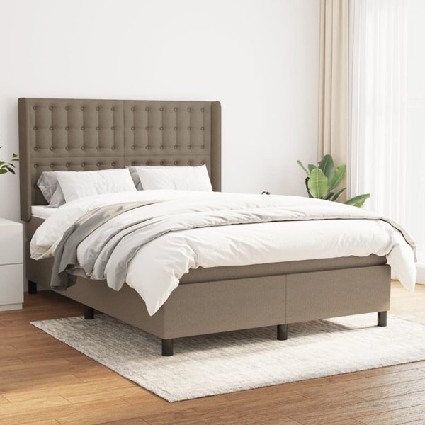 vidaXL Λουτζκο κοντινενταλ με στρωμα, taupe, υφασμα, 140x190 cm