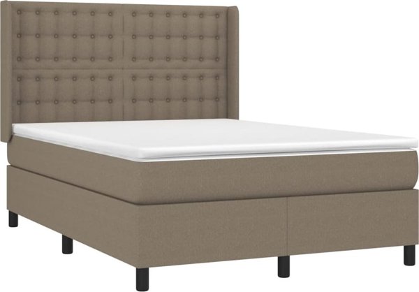 vidaXL Λουτζκο κοντινενταλ με στρωμα, taupe, υφασμα, 140x190 cm