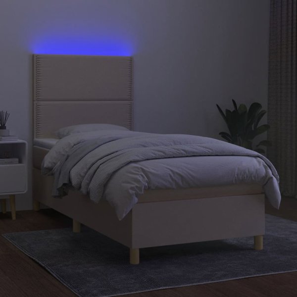 vidaXL vidaXL Κοντινεντάλ κρεβάτι με στρώμα, εκρού 90x190 cm, ύφασμα