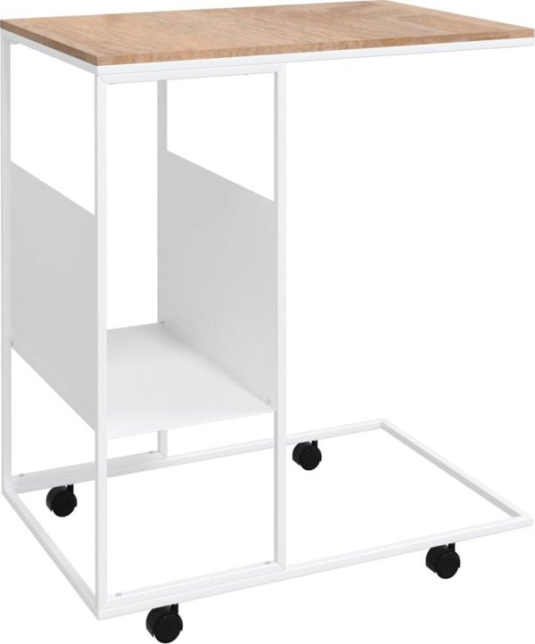 vidaXL Τραπεζάκι πλευρικό σε ρόδες, λευκό, 55x36x63,5 εκ.