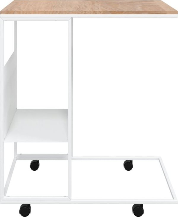 vidaXL Τραπεζάκι πλευρικό σε ρόδες, λευκό, 55x36x63,5 εκ.