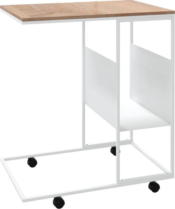 vidaXL Τραπεζάκι πλευρικό σε ρόδες, λευκό, 55x36x63,5 εκ.