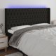 vidaXL Zaglowek do lozka me LED, mavro, 203x16x118/128 cm, vethon