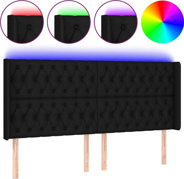 vidaXL Zaglowek do lozka me LED, mavro, 203x16x118/128 cm, vethon