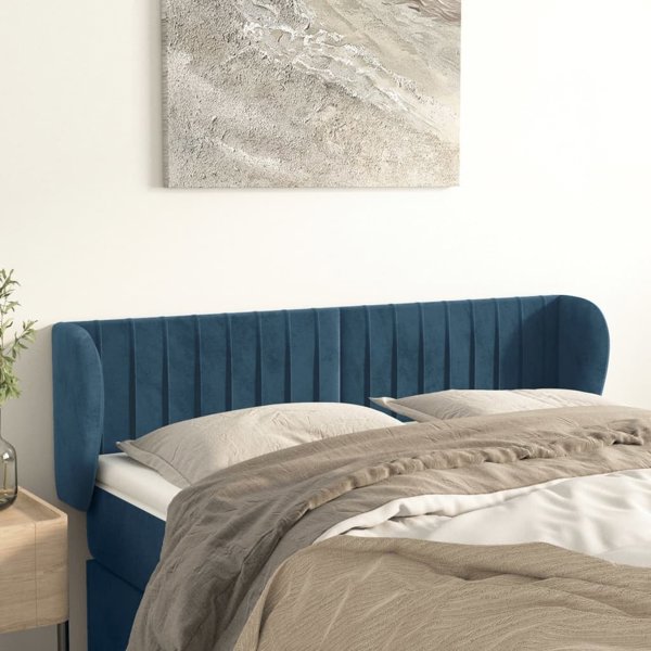 vidaXL Κεφαλάρι uszak σκούρο μπλε βελούδινο 147x23x78/88 εκ.