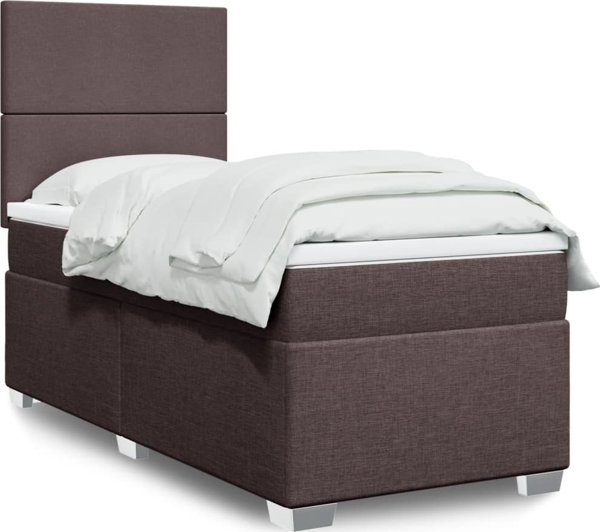 vidaXL Κρεβάτι continental με στρώμα, καφέ, ύφασμα, 80x200 εκ