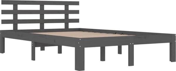 vidaXL Rama κρεβατιού, γκρι, από μασίφ ξύλο, 200x200 cm