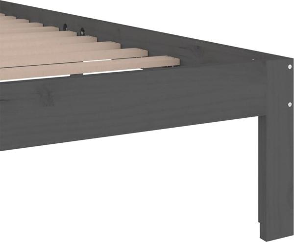vidaXL Rama κρεβατιού, γκρι, από μασίφ ξύλο, 200x200 cm