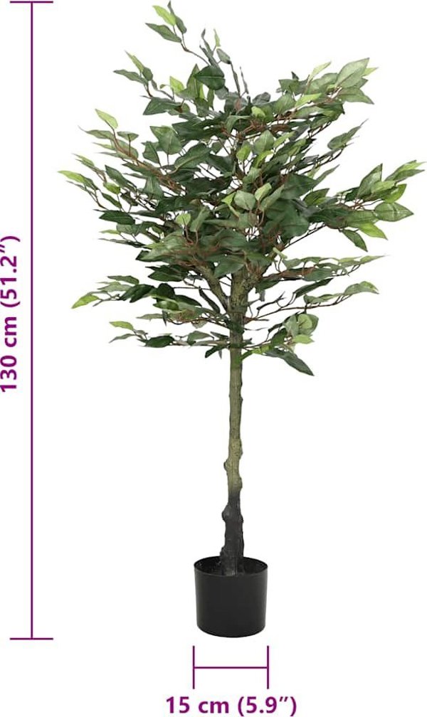 vidaXL Τεχνητό δέντρο Ficus 480 φύλλα 130 εκ πράσινο