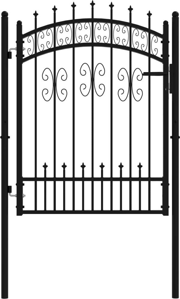 vidaXL vidaXL Furtka z grotami, czarna, 103x175 cm, malowana proszkowo stal