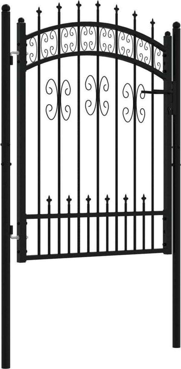 vidaXL vidaXL Furtka z grotami, czarna, 103x175 cm, malowana proszkowo stal