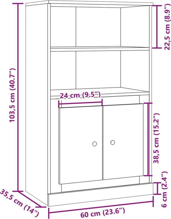 vidaXL Kredens από παλαιωμένο ξύλο, 60x35,5x103,5εκ, ξύλινο υλικό