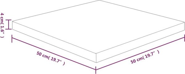 vidaXL Τετράγωνη επιφάνεια τραπεζιού, σκούρο καφέ, 50x50x4 εκ., μασίφ δρυς