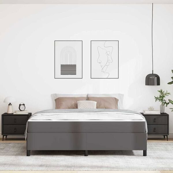 vidaXL Κρεβάτι με Στρώμα 180x200 εκ. Υφασμάτινο Γκρι