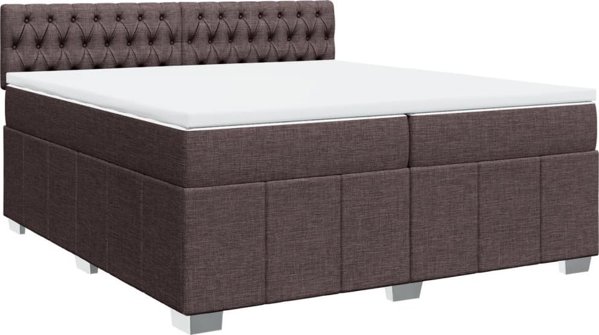 vidaXL Κρεβάτι Kontynentalne με Στρώμα, Καφέ, Ύφασμα, 200x200 cm