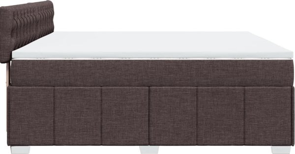 vidaXL Κρεβάτι Kontynentalne με Στρώμα, Καφέ, Ύφασμα, 200x200 cm
