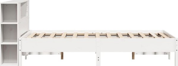 vidaXL Κρεβάτι με ράφι, χωρίς στρώμα, λευκό, 150x200 εκ., πεύκο
