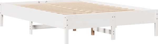 vidaXL Κρεβάτι με ράφι, χωρίς στρώμα, λευκό, 150x200 εκ., πεύκο