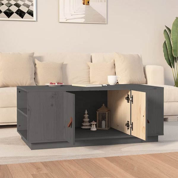 vidaXL vidaXL Stolik kawowy, szary, 100x50x41 cm, lite drewno sosnowe