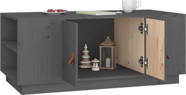 vidaXL vidaXL Stolik kawowy, szary, 100x50x41 cm, lite drewno sosnowe