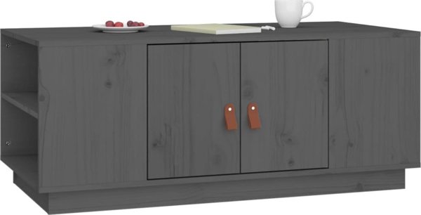 vidaXL vidaXL Stolik kawowy, szary, 100x50x41 cm, lite drewno sosnowe