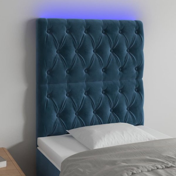 vidaXL Κεφαλάρι με LED για κρεβάτι, σκούρο μπλε, 80x7x118/128 cm
