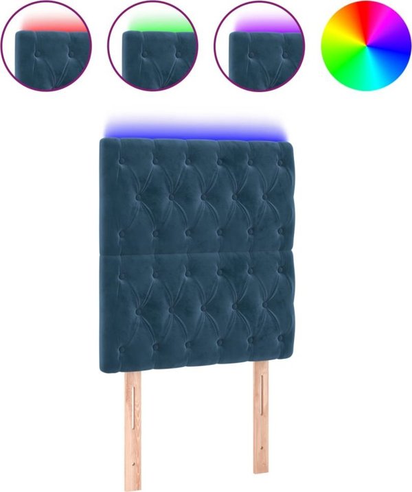 vidaXL Κεφαλάρι με LED για κρεβάτι, σκούρο μπλε, 80x7x118/128 cm