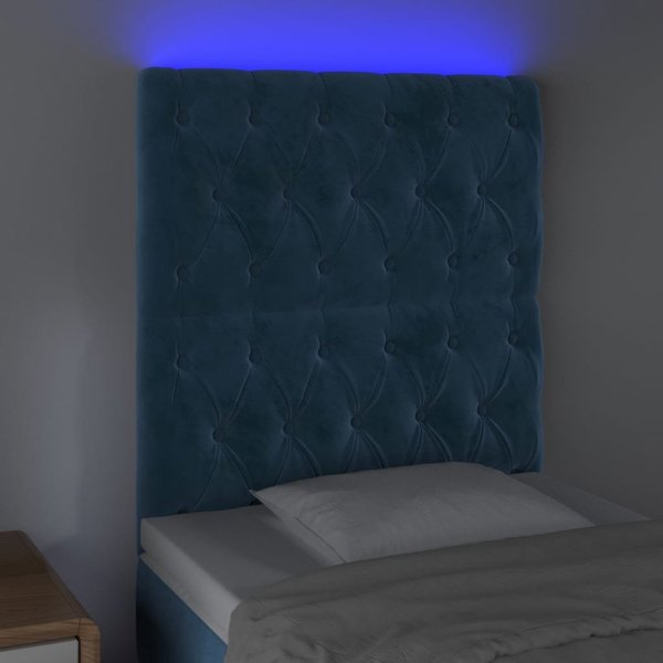 vidaXL Κεφαλάρι με LED για κρεβάτι, σκούρο μπλε, 80x7x118/128 cm