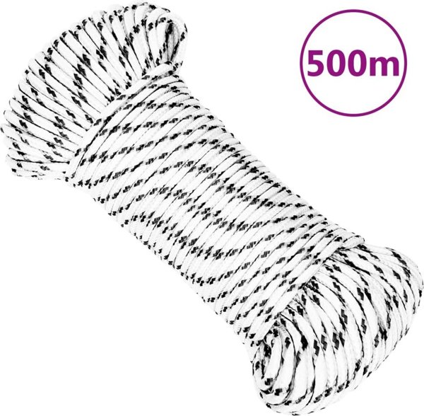 vidaXL Πλεγμένη ναυτική σχοινί λευκή, 5 mm x 500 m, πολυεστέρας