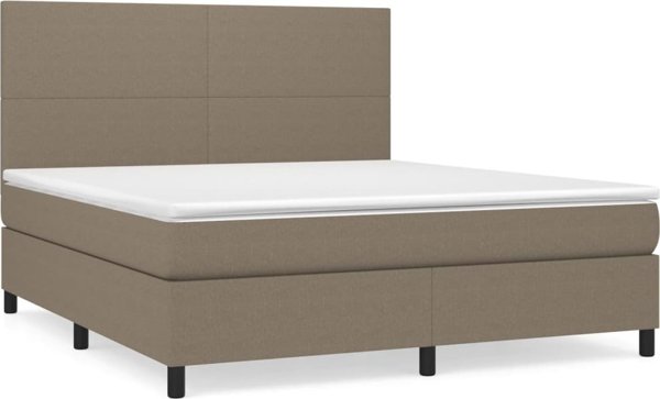 vidaXL Lorenzo Κρεβάτι κοντινεντάλ με στρώμα, taupe, ύφασμα, 180x200 εκ.
